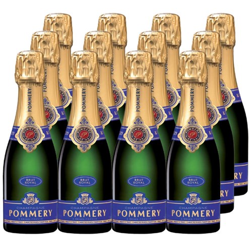 Case of 12 Bottles of Mini Pommery Brut Royal Champagne 18.7cl – Ideal for Parties or Giveaways